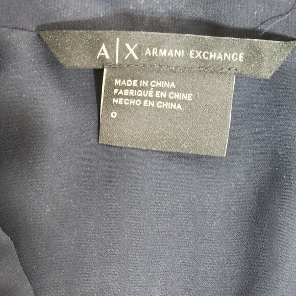 Armani Exchange Women’s Navy Faux Wrap Collared V Neck Dress Size 0 Excellent - Picture 5 of 9